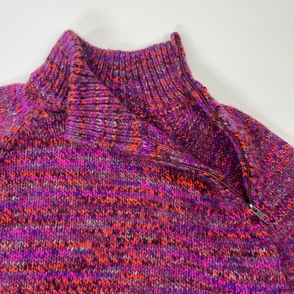 Madewell Purple Multicolored Zip Turtleneck Sweater‎ Wool Alpaca Blend - Picture 5 of 13
